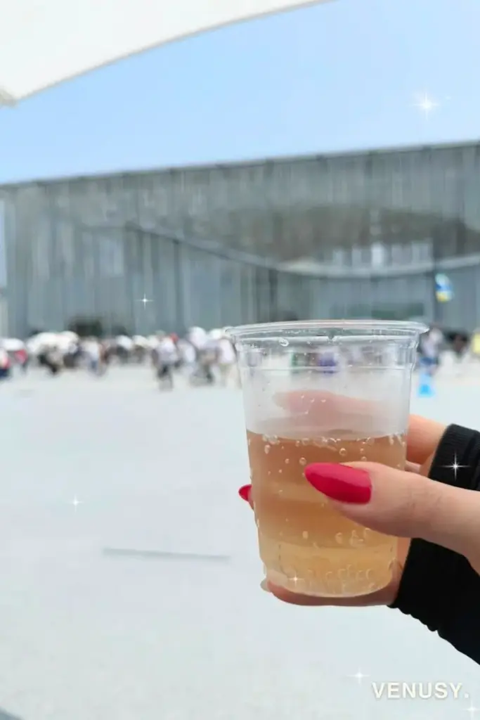 大阪・関西万博ポルトガル館のテイクアウトで、まさかの「エッグタルト売り切れ」で、
結局オーダーしたのは ジンジャーエール（税込702円／7月時点）。